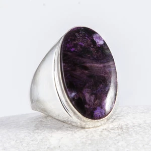Wunderschöner, großer Silber Ring, Siegelring, Charoit, Cabochon, Lila, 58 - Bild 1 von 4