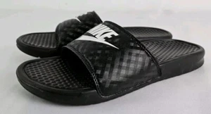 NIKE WOMEN'S BENASSI JDI Slides  BLACK & WHITE 34388-1011 Size 9 - Picture 1 of 7