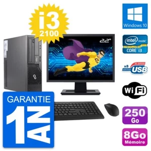 PC Fujitsu E500 Dt Pantalla 22" Intel i3-2100 RAM 8Go Disco 250Go Windows 10 Wi - Imagen 1 de 3
