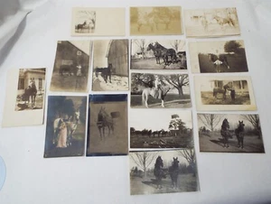Lot of 15 Old Antique HORSES REAL PHOTO POSTCARDS Farm Horse Riding Wagons - Picture 1 of 15
