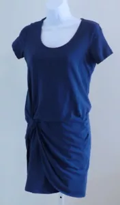 THEORY Mujer Azul Mangas Cortas Blusa Algodón Elastizado Tejido Vestido Talla SP - Imagen 1 de 6