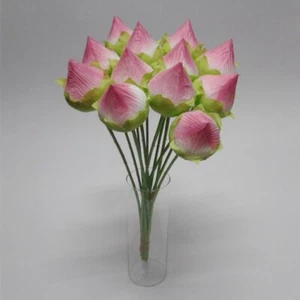 ( Pack of 10) Artificial Lotus Fake Fabric Flower Buddha Worship - Picture 1 of 8