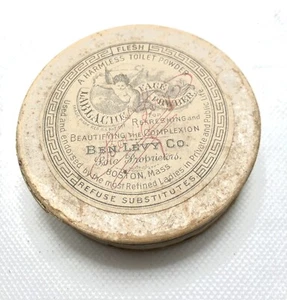 LABLACHE FACE POWDER Ben Levy Co ANTIQUE VICTORIAN 1906 FACE POWDER BOX - Picture 1 of 5