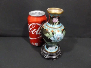 DE COLECCIÓN CLOISONNE FLOR CHINA (MULTI) LLANTA DE ESMALTE DE LOTO EXPORTACIÓN JARRÓN PEQUEÑO 7112 - Imagen 1 de 6