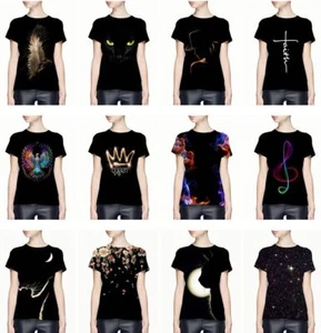 Blusa Camisetas Mujer Floral Flor Gráfico Verano Manga Corta Blanca Negra Sedosa - Picture 1 of 41