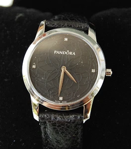 Genuine Pandora Watch Fleur Silver/Black with Black Strap - 811036BK - Foto 1 di 1