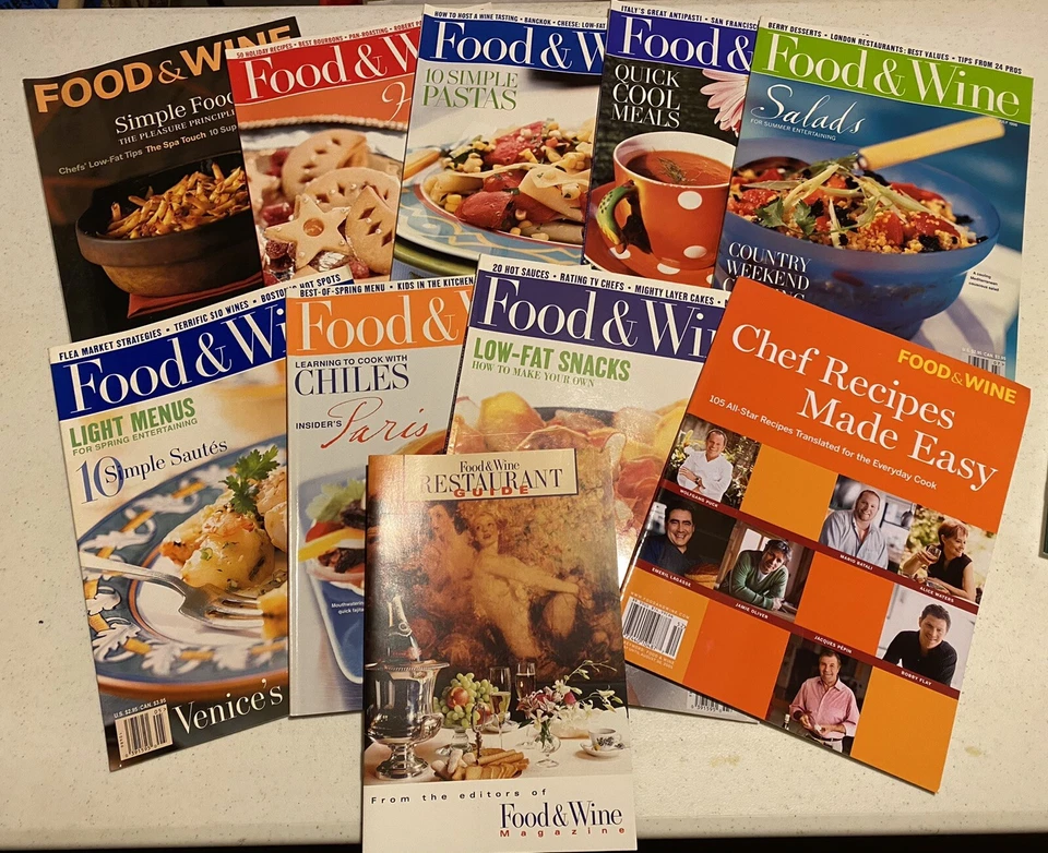 1996 Vintage Food & Wine Magazine Lot of 9 No Labels Free Shipping W/ Jan 98 - Image 1 of 1