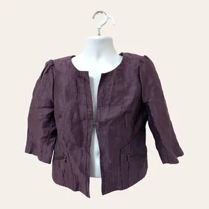 Classiques Entire Womens Purple Linen Blend Crinkle Jacket Size Large - Picture 1 of 10