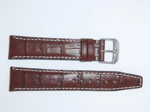 "Correa de reloj de grano de cocodrilo en relieve RIOS1931 20 mm marrón caoba "BOSTON" - Imagen 1 de 2