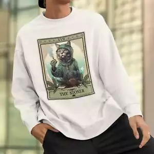The Stoner Tarot Card Sweatshirt Cat Stoner - Picture 1 of 14