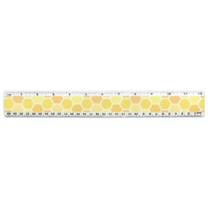 Regla de plástico estándar y métrica de 12 pulgadas con patrón de panal amarillo - Imagen 1 de 3