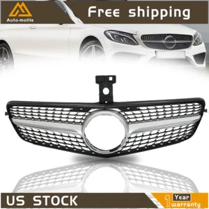 For Mercedes W204 C200 C250 2007 - 2014 Front Bumper Grille Diamond Silver Grill - Picture 1 of 7