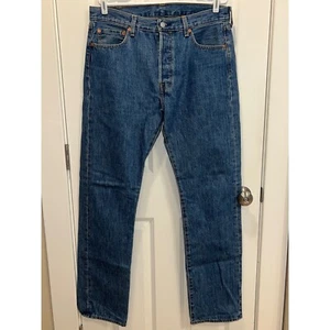 Levi's 501 Jeans gerades Bein Knopfleiste Medium Wash Denim Herren Größe 34 x 34 - Bild 1 von 5