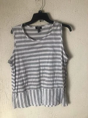 Camiseta sin mangas Jones New York para mujer blanca y gris a rayas sin mangas cuello redondo XL Foto 1 de 4