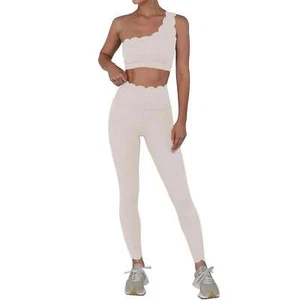 Workout Sets for Women 2 Piece High Waist Leggings & One Shoulder Sports Bra - Picture 1 of 36