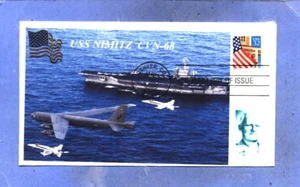 USS NIMITZ CVN-68 Aircraft Carrier Color Photo, B -52, F-18 First Day Issue PM - Picture 1 of 1