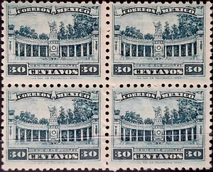 Mexico 1920s MNH - Monuments 4 Stamps Quartblock - Imagen 1 de 2