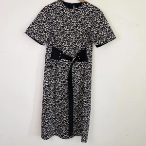 CALVIN KLEIN 205W39NYC black and yellow floral short sleeve knee length dress - Picture 1 of 8