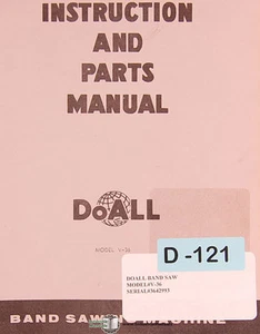 Doall V-36, Contour Machine, 90 pages, Instructions and Parts Manual - Picture 1 of 1