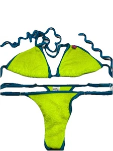 Bikini micro nuoto Chynna Dolls 2 pezzi top taglia M perizoma fondo S giallo fluo - Foto 1 di 9