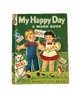 My Happy Day A Word Book Vintage Rand McNally Elf Book Thelma Shaw 1959 - Imagen 1 de 7