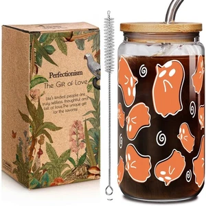 Halloween Spooky Ghost Iced Coffee Cups 16OZ with Lid & Straw Gifts for Women... - Bild 1 von 7