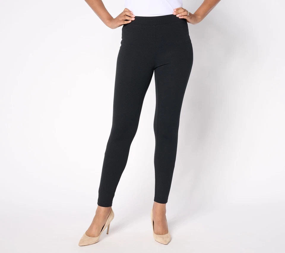 Mujeres con Control Petite Pull On Luxe Ponte Leggings Negro 2X Nuevo Foto 1 de 1