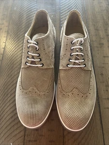 Bugatchi Oxford Wildleder Leder Schnürschuhe Budapester hellbraune Schuhe Größe 10,5 - Bild 1 von 12