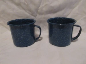 Pair of Blue & White Speckled Enamelware Graniteware Cups - Picture 1 of 4