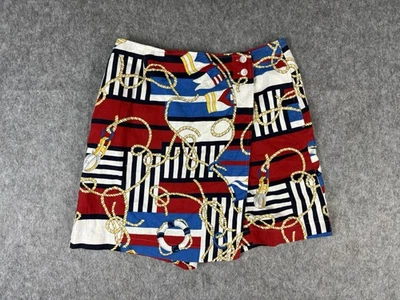 Saia curta feminina Jones New York tema náutico tamanho 10 linho/algodão - Imagem 1 de 4