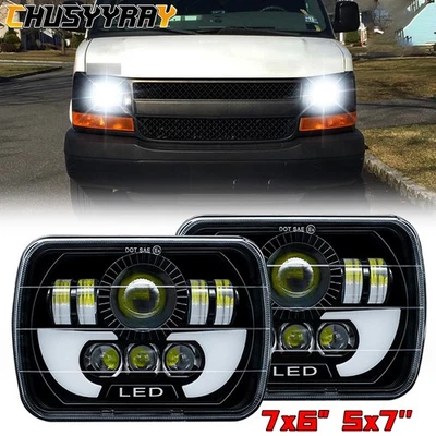 Faro LED alto/bajo halo DRL Fit 1996-2018 GMC Savana 1500 2500 3500 7x6" pulgadas Foto 1 de 4