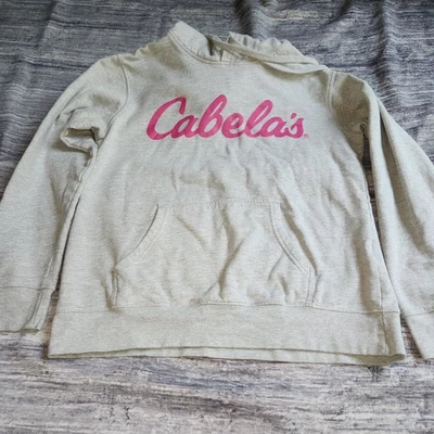 Cabelas Women's Small Pullover Hoodie Heather Gray Pink Logo Casual - Image 1 of 4