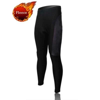Black Winter Bicycle Pants Men's Thermal Cycling Biking Tight Pants Padded S-5XL - Image 1 of 4