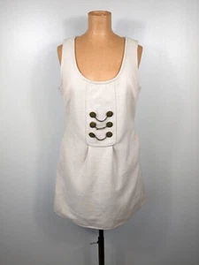 Tulle Knit Wool Blend Mini Dress Medallion Detail Cream NWT Size Medium FLAW - Picture 1 of 19