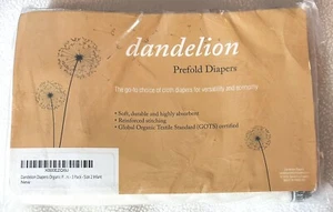 Dandelion Prefold Cloth Diapers Size 2 Infants 7-15# 3 Pack Organic Textile - Picture 1 of 3