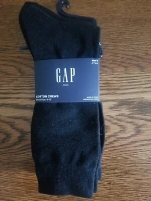 New Gap Socks Package 3 Pairs Men’s Black Cotton Crews Casual Dress Preppy Socks - Image 1 of 2