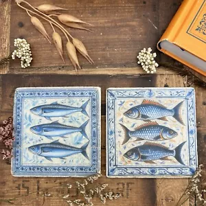 Antique Style Tiles, Fish Natural Stone Coasters, Delft Tiles - Picture 1 of 7