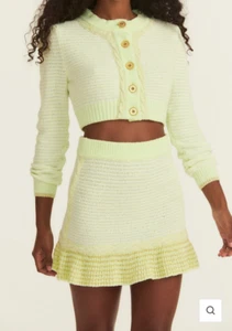 LOVESHACKFANCY Heiress Mini Skirt In Pistachio Size S Orig. $225 NEW - Picture 1 of 7