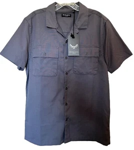 Brave Soul Men's Button Down Shirt Short Sleeve Pockets Cotton Blend Size M Gray - Picture 1 of 7