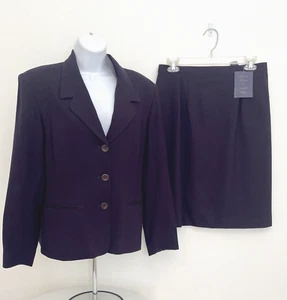 NEW Women's Charter Club Chelsea Skirt Suit Set Purple ~ Wool P Sz 8 & 10 NWT - Picture 1 of 9