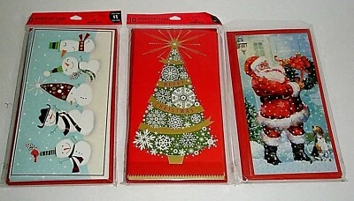 Vtg Hallmark Christmas Money Gift Card Holders Tree Snowmen Santa 23 NOS USA D1 - Image 1 of 4