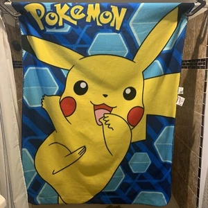 Pokemon Pikachu Fleece Throw Blanket 45”x 60” Northwest Co. Blue 2016 Nintendo - Picture 1 of 10