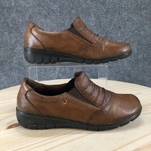 Easy Street Shoes Womens 9M Proctor Loafers Brown Faux Leather Round Toe Slip On - Picture 1 of 18
