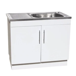 1000*570*940mm Laundry Tub 304 Stainless Sink Polyurethane Cabinet Left/Right - Picture 1 of 4