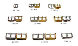 Watch Band Buckle - Silver or Gold Tone - 10 mm to 26 mm