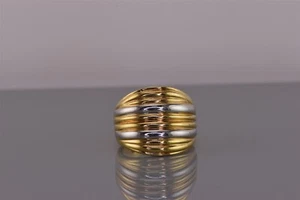 SETA Two Tone Sterling Silver Rippled Ribbed Tapered Dome Band Ring 925 Sz: 6 - Picture 1 of 8