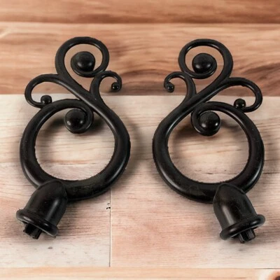 2双装饰塑料黑色尖头适用于织物杆末端6英寸卡扣 — 第 1/4 张图片