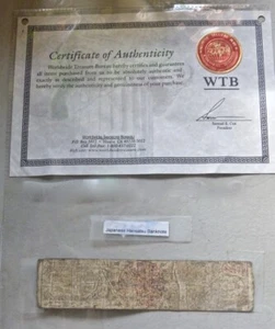 Samurai Japanese Hansatsu Banknote 1800 woodblock paper Certificate Authenticity - Picture 1 of 5