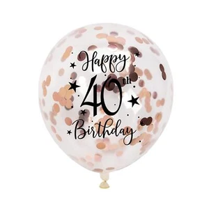 Rose Gold 40th Confetti Latex Balloons Woman Happy 40 Years Birthday Party Ba... - Picture 1 of 3