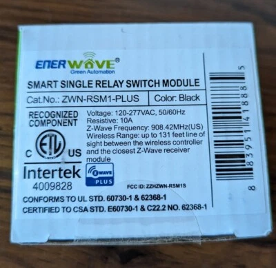 Enerwave ZWN-RSM1-Plus Home Automation Hidden Smart Single Relay Switch - Image 1 of 3